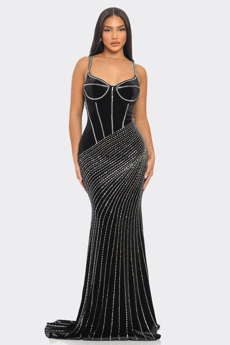 Bling sleeveless maxi gown