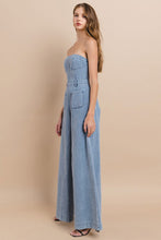 Denim strapless jumpsuit