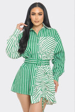 Green and white shirt dress