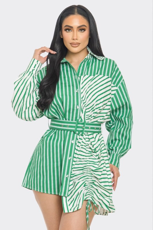 Green and white shirt dress – The Village girl