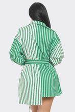 Green and white shirt dress