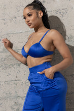 3 piece royal blue satin set