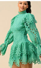 Crotchet lace dress with bell sleeves