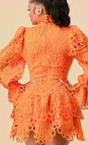 Crotchet lace dress with bell sleeves