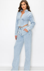 Light wash denim set