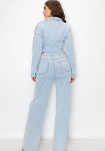 Light wash denim set