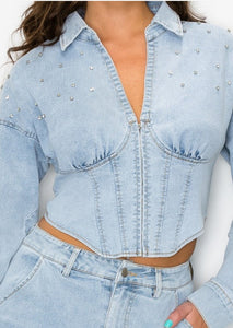 Light wash denim set